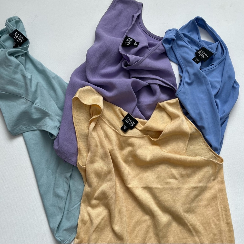 Eileen Fisher light Aqua Blue Round Neck Short Sleeve t-shirt size PM - Picture 5 of 5